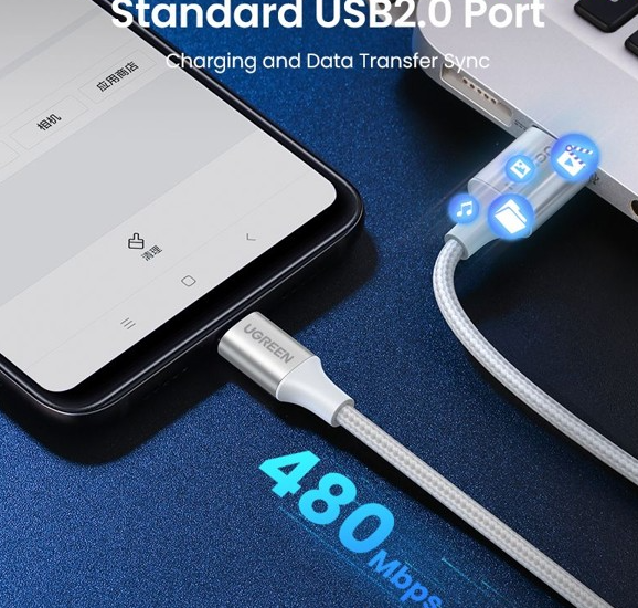 Cáp Sạc Nhanh USB-A 2.0 Sang Type-C Dài 1M UGREEN 60131 - Hỗ Trợ Sạc Nhanh 3A, Dây Dù Bền Bỉ